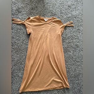LC Lauren Conrad Tan Mini Dress with Tie Sleeves